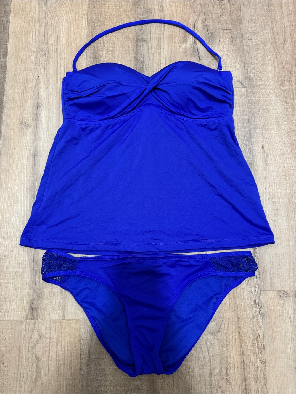 Mossimo Supply Co. Blue Swimwear Top with Black Trim